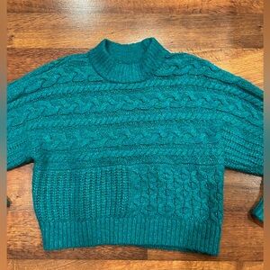 Abercrombie & Fitch Cable Knit Sweater Teal Blue Women’s Size Small Long Sleeve